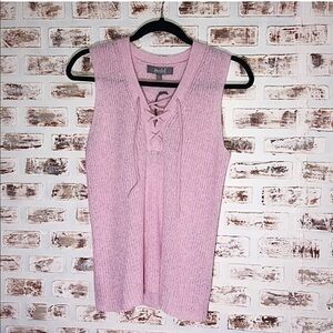 Women’s Pink Knit Tie Front Tank